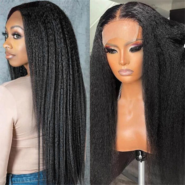 Kinky Straight 4x4 5x5 6x6 7x7 Transparent Closure Wig